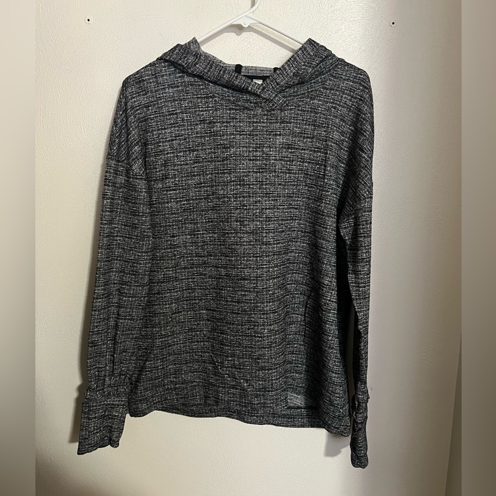 LULULEMON Extra Mile Lightweight Hoodie Running Ringspun Black White Wms Sz M